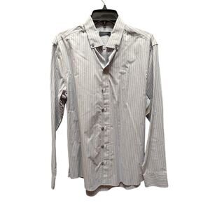 Zachary Prell NEW mens button up striped Dress shirt Size Small Cotton gray blue